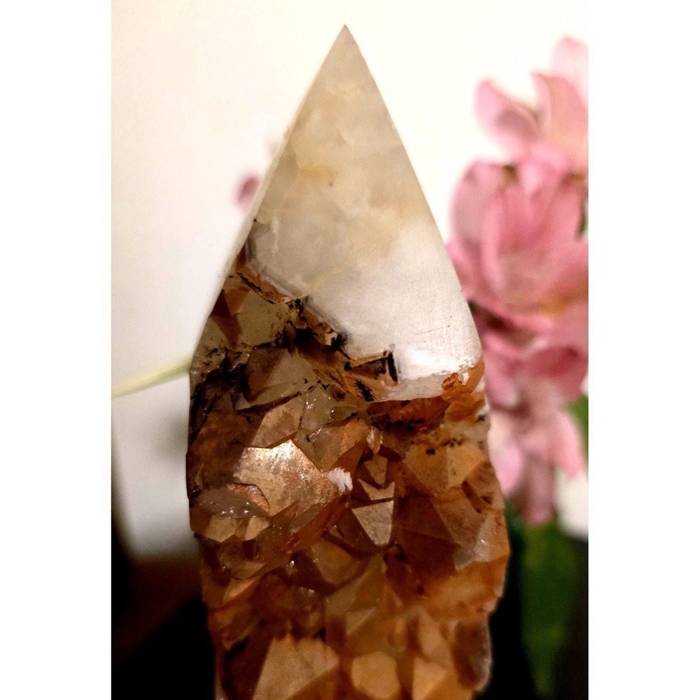 Raw Hematoid Quartz Tower, Iron-Stained Crystal, Energy Vitality Boost
